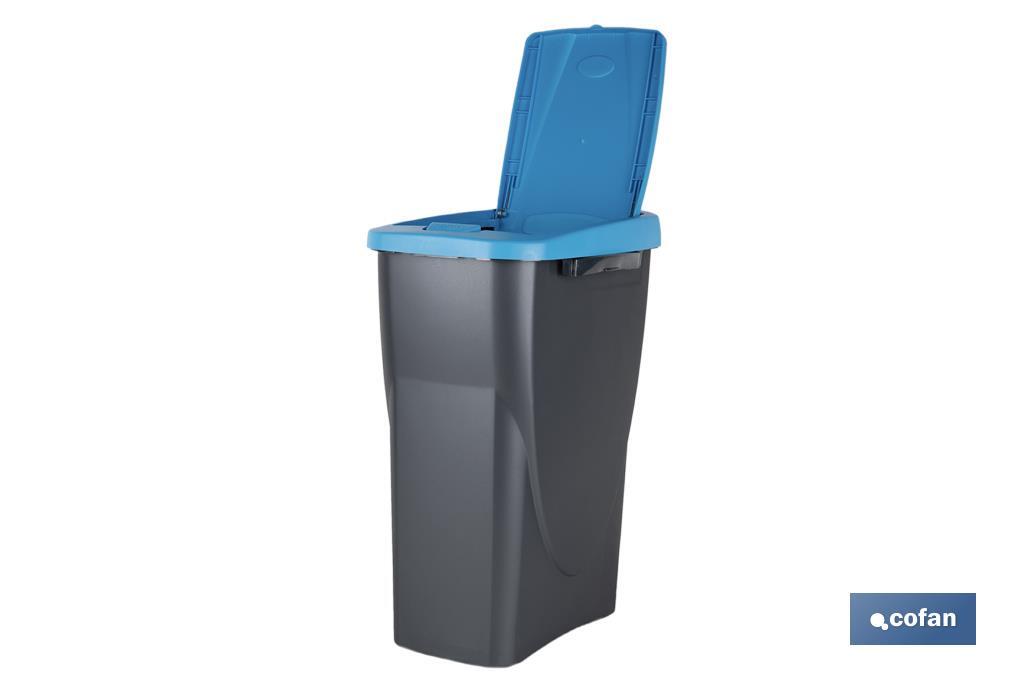 Cubo de basura azul para reciclar materiales de papel y cartón | Tres medidas y capacidades diferentes - Cofan