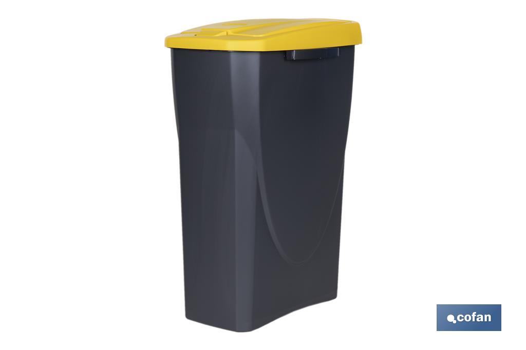 Yellow recycling bin | Suitable for recycling plastics and packaging materials | Available in three different capacities and sizes - Cofan