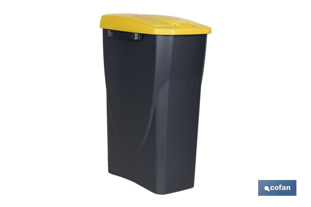 Yellow recycling bin | Suitable for recycling plastics and packaging materials | Available in three different capacities and sizes - Cofan