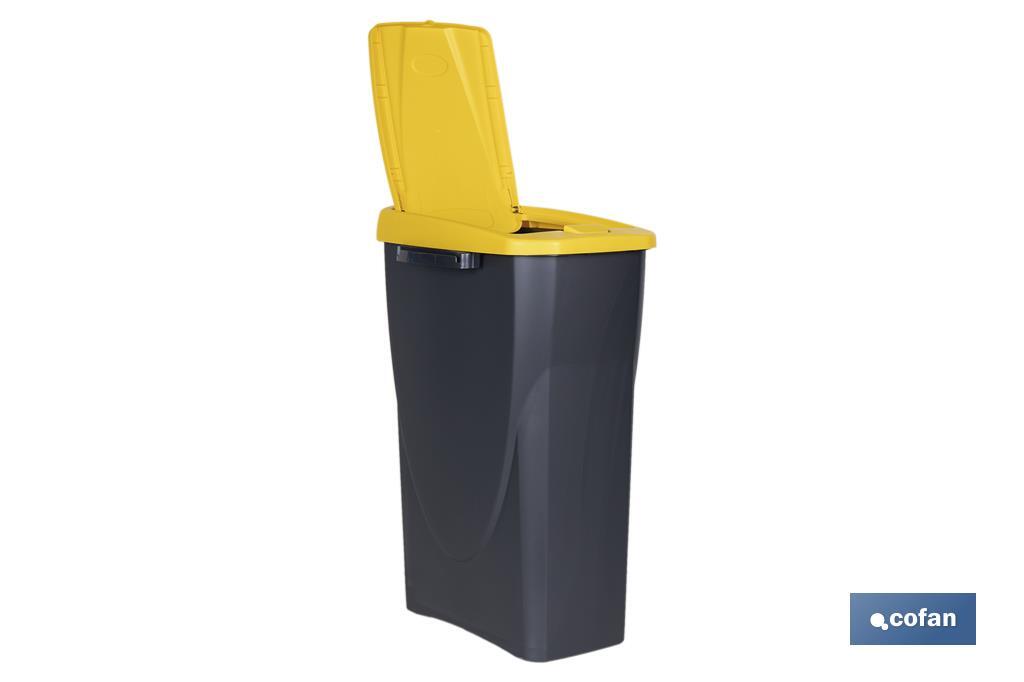 Yellow recycling bin | Suitable for recycling plastics and packaging materials | Available in three different capacities and sizes - Cofan