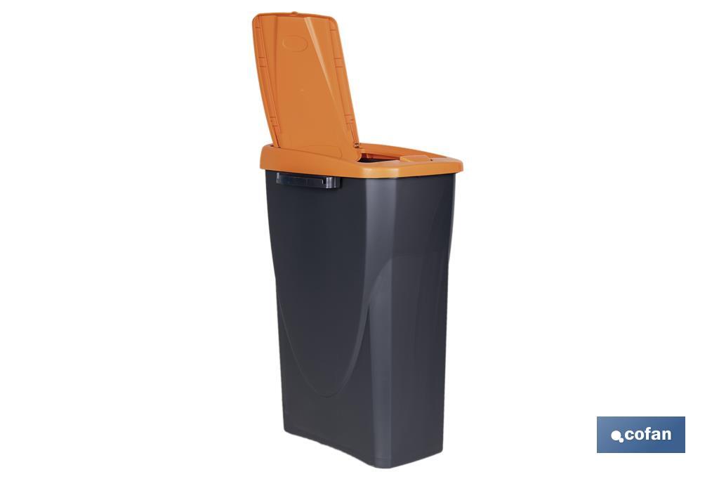 Caixote do lixo laranja para reciclar resíduos orgânicos | Três medidas e capacidades diferentes - Cofan