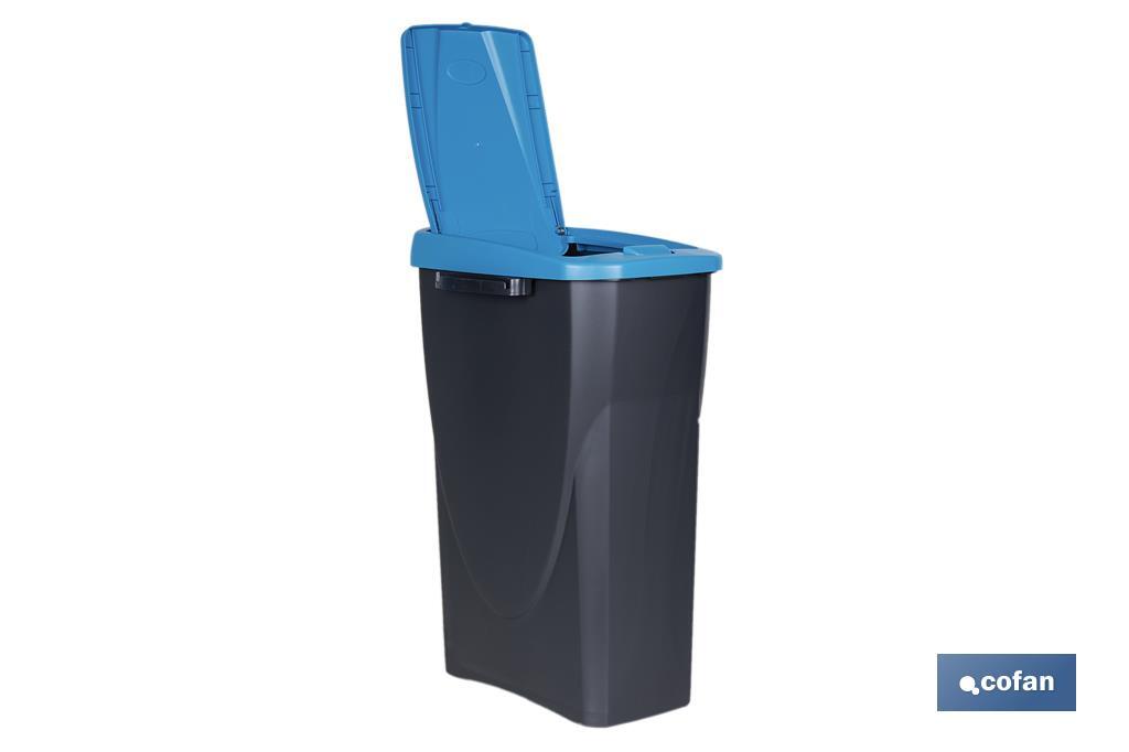 Cubo de basura azul para reciclar materiales de papel y cartón | Tres medidas y capacidades diferentes - Cofan