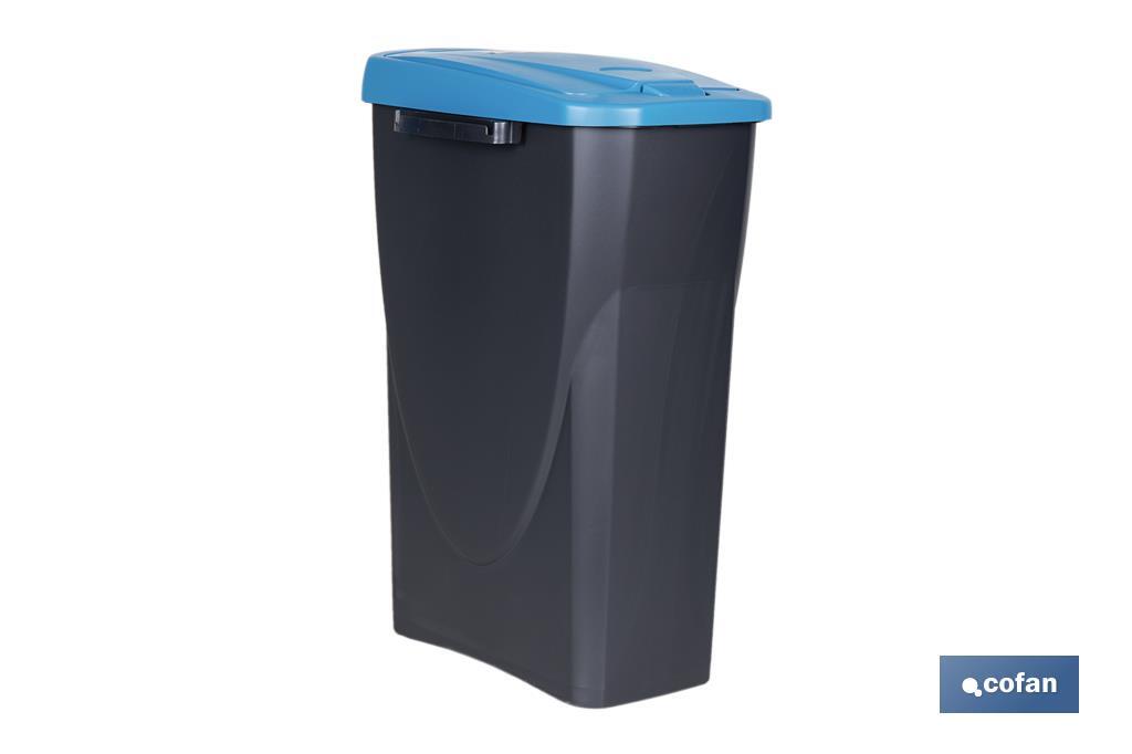 Cubo de basura azul para reciclar materiales de papel y cartón | Tres medidas y capacidades diferentes - Cofan