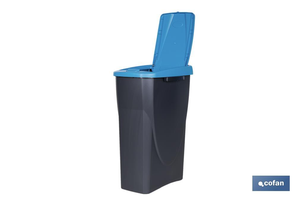 Cubo de basura azul para reciclar materiales de papel y cartón | Tres medidas y capacidades diferentes - Cofan