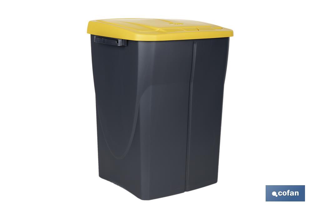 Yellow recycling bin | Suitable for recycling plastics and packaging materials | Available in three different capacities and sizes - Cofan