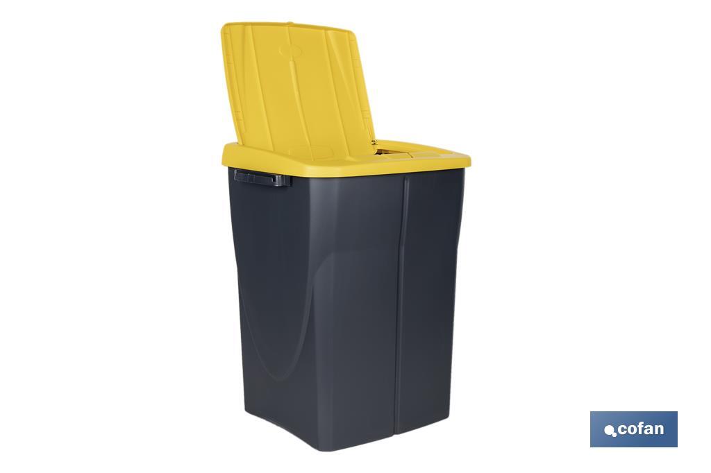 Cubo de basura amarillo para reciclar plásticos y envases | Tres medidas y capacidades diferentes - Cofan