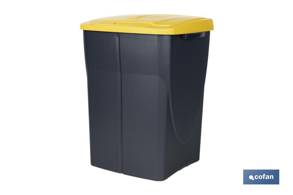 Yellow recycling bin | Suitable for recycling plastics and packaging materials | Available in three different capacities and sizes - Cofan