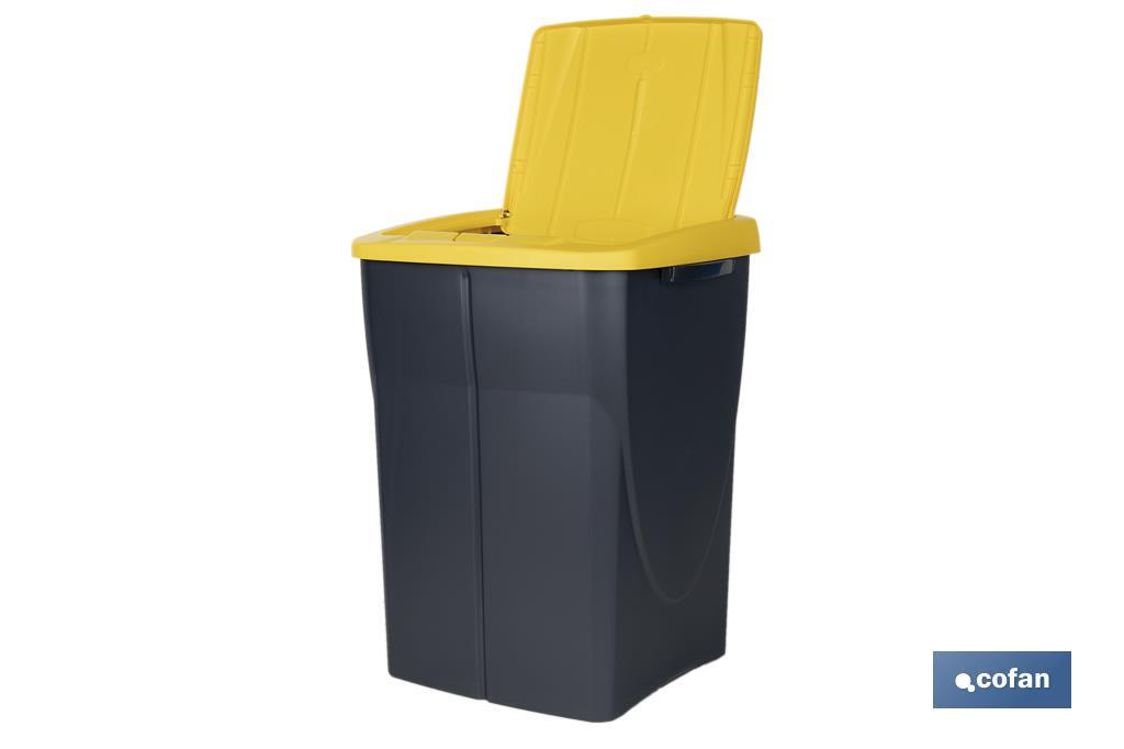 Yellow recycling bin | Suitable for recycling plastics and packaging materials | Available in three different capacities and sizes - Cofan