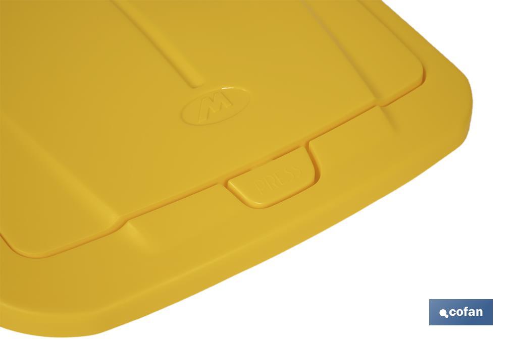 Cubo de basura amarillo para reciclar plásticos y envases | Tres medidas y capacidades diferentes - Cofan