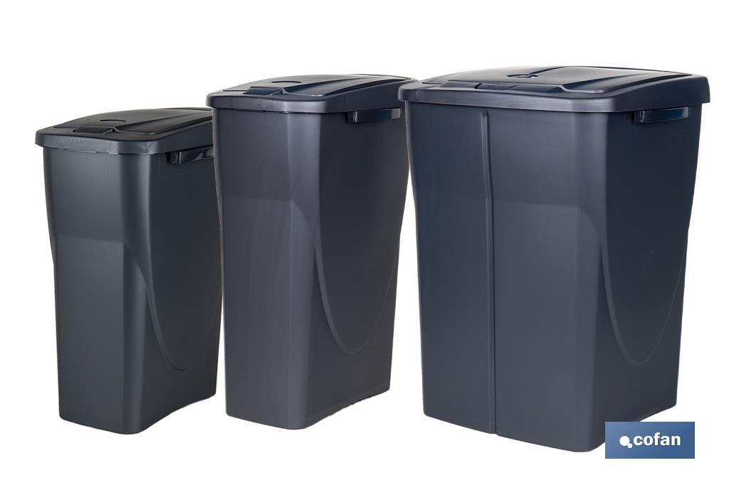 Cubo de basura gris para desechos en general | Tres medidas y capacidades diferentes - Cofan
