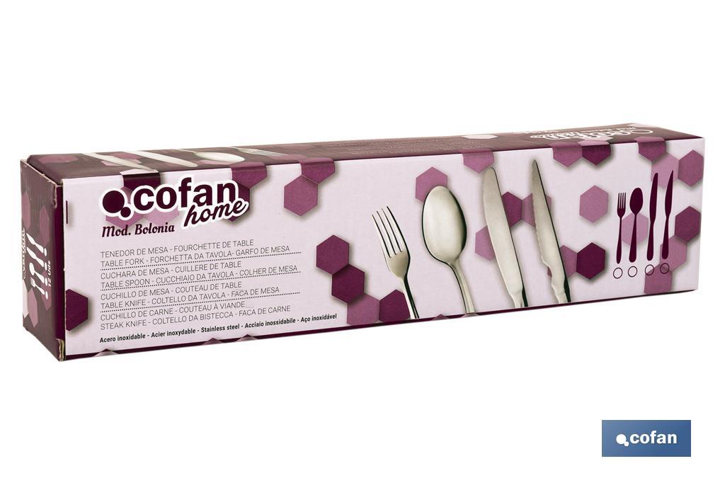 Table fork | Bolonia Model | 18/00 Stainless steel | Available in pack or blister pack - Cofan