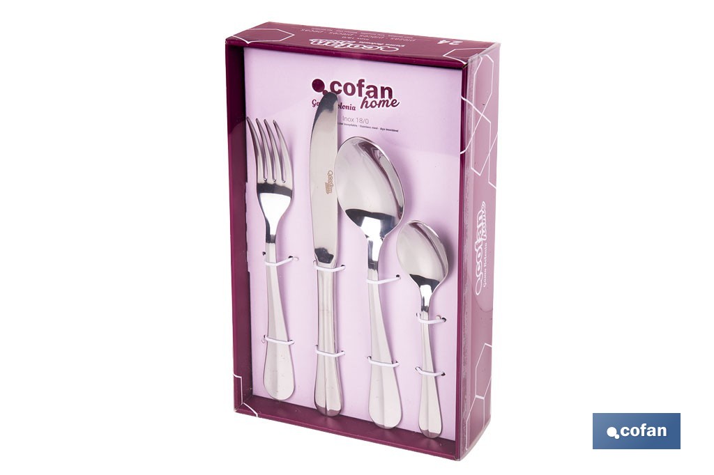 Stainless-steel cutlery set | Bolonia Model | Set of 24 pcs. | C-18/00 | High-quality & Design box included - Cofan