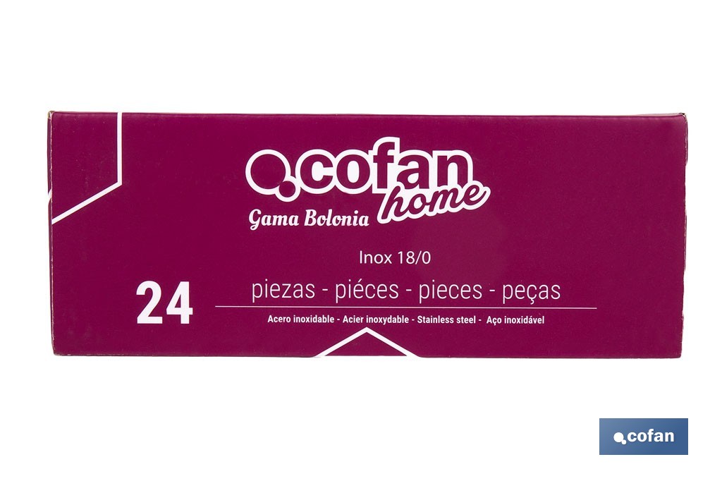 Stainless-steel cutlery set | Bolonia Model | Set of 24 pcs. | C-18/00 | High-quality & Design box included - Cofan