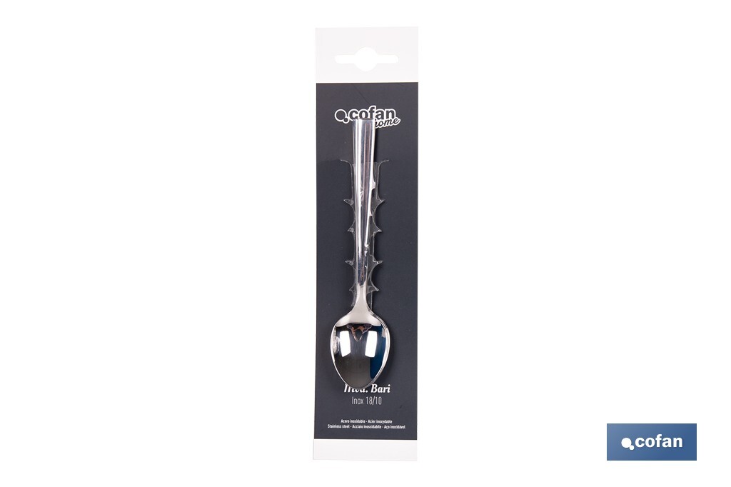 Colher de chá | Modelo Bari I Fabricado em Aço inox 18/10 I Blíster de 3 unidades ou Pack - Cofan