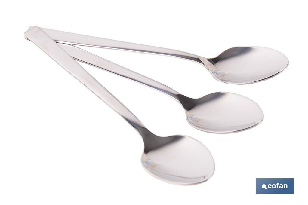 Colher de chá | Modelo Bari I Fabricado em Aço inox 18/10 I Blíster de 3 unidades ou Pack - Cofan