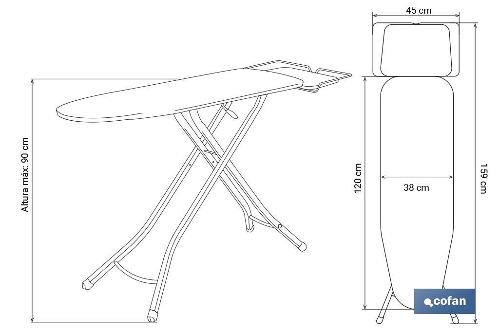 Tábua de engomar Modelo Cesena 120 x 38 cm (Mod. 3) - Cofan