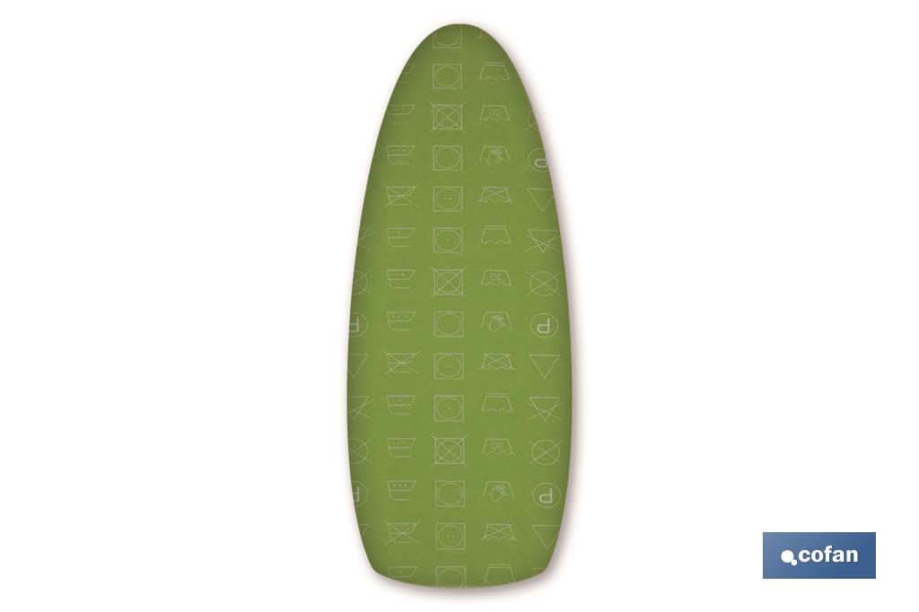 Funda para Tabla de Planchar Universal | Material Algodón | Medidas 140 x 60 cm | Iconos Lavado verde - Cofan