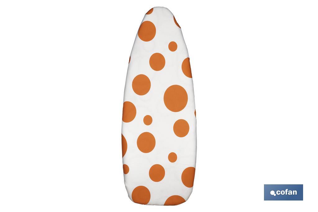 Padded cotton ironing board cover | Size: 140 x 60cm | White print with polka dots - Cofan