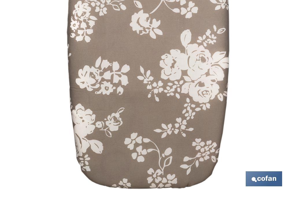 Funda para Tabla de Planchar Acolchada de Algodón | Medidas: 140 x 60 cm | Estampado Gris con Flores - Cofan