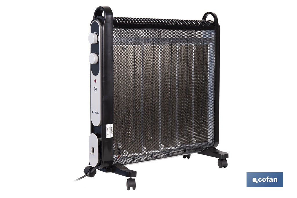 Radiador de mica 2000 W con termostato ajustable | Calefactor silencioso portátil de bajo consumo| Disponible en diferentes colores - Cofan