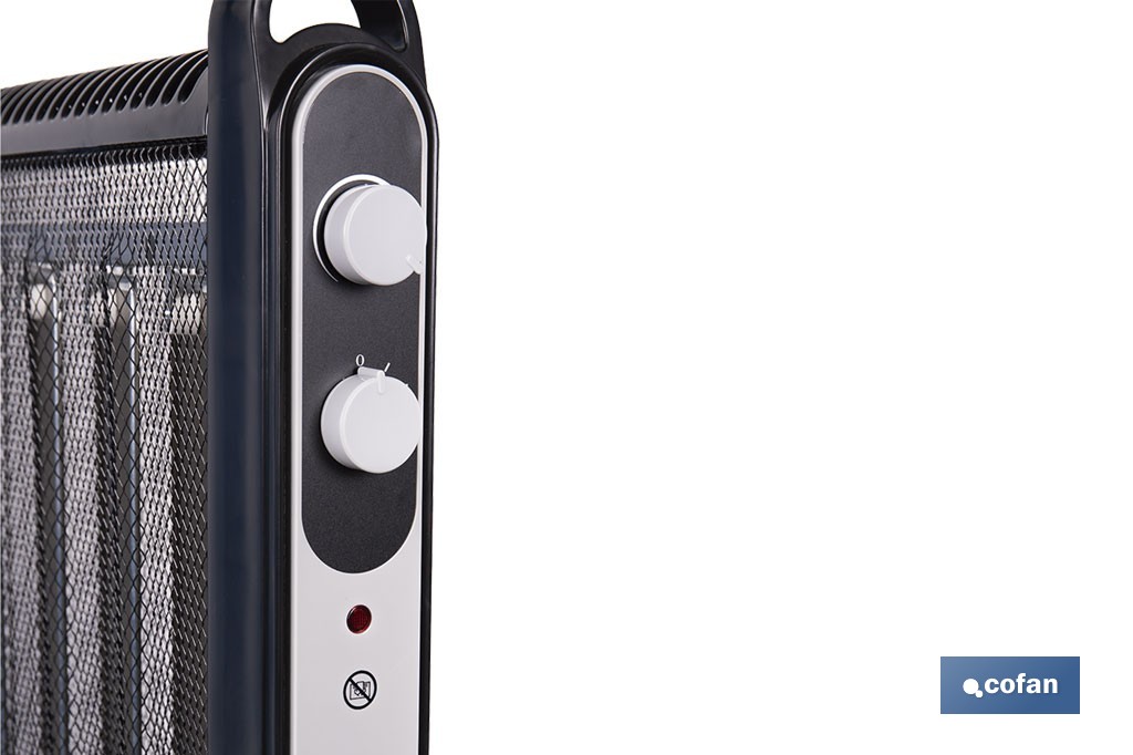 Radiador de mica 2000 W con termostato ajustable | Calefactor silencioso portátil de bajo consumo| Disponible en diferentes colores - Cofan