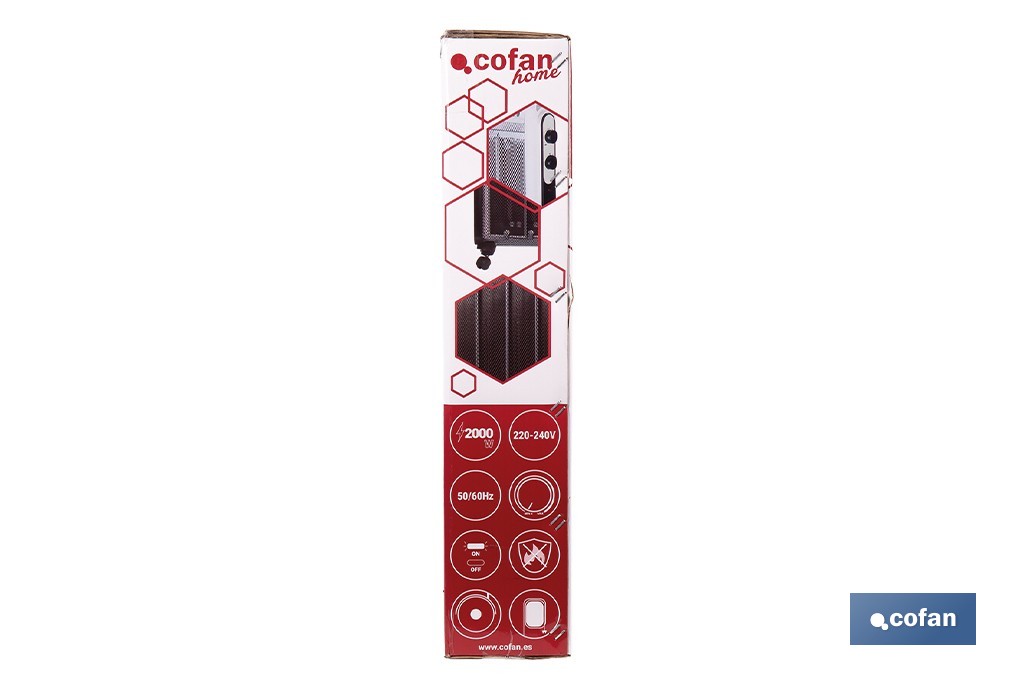 Radiador de mica 2000 W con termostato ajustable | Calefactor silencioso portátil de bajo consumo| Disponible en diferentes colores - Cofan