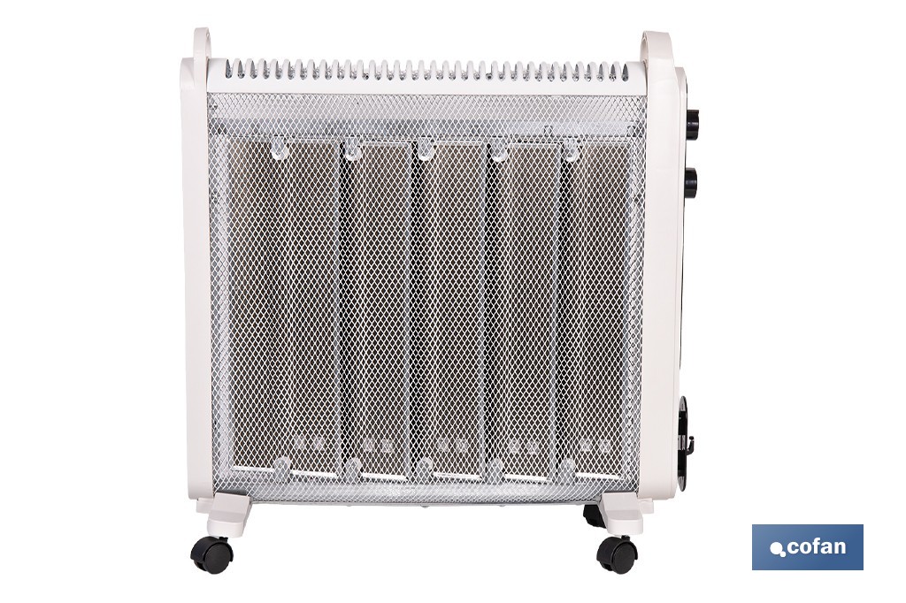 Radiador de mica 2000 W con termostato ajustable | Calefactor silencioso portátil de bajo consumo| Disponible en diferentes colores - Cofan