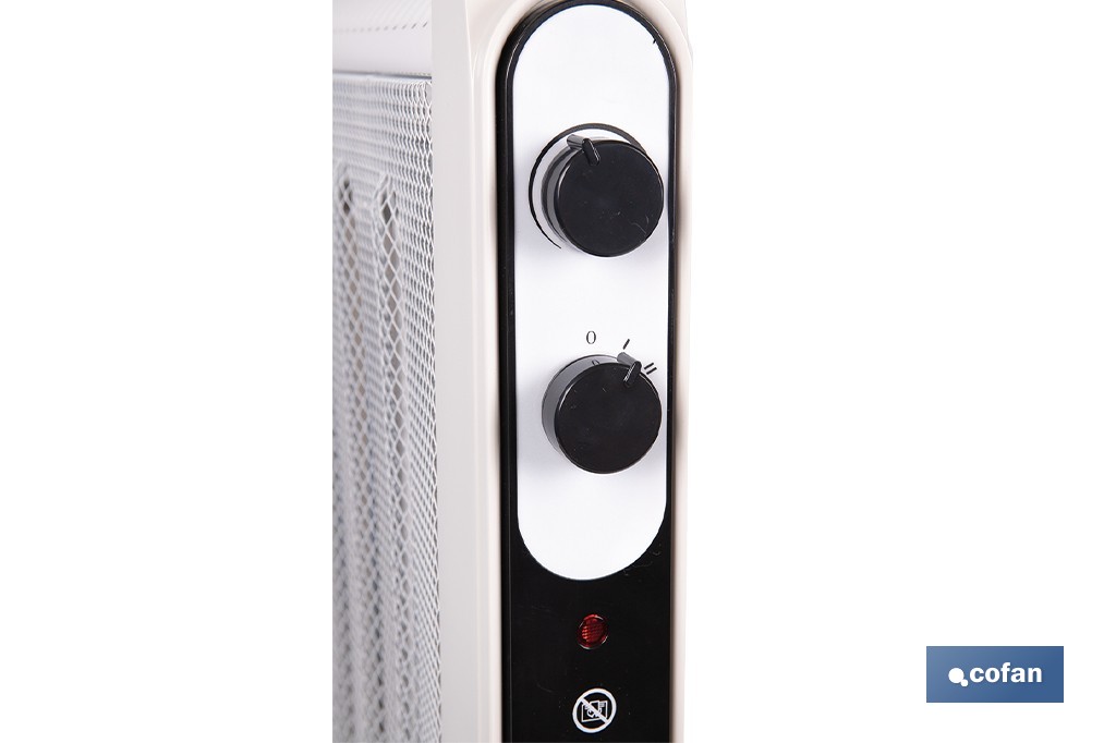 Radiador de mica 2000 W con termostato ajustable | Calefactor silencioso portátil de bajo consumo| Disponible en diferentes colores - Cofan