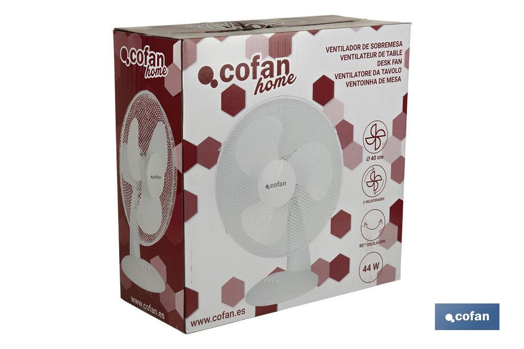 3 Speed White Desk Fan, Solano Model - Cofan