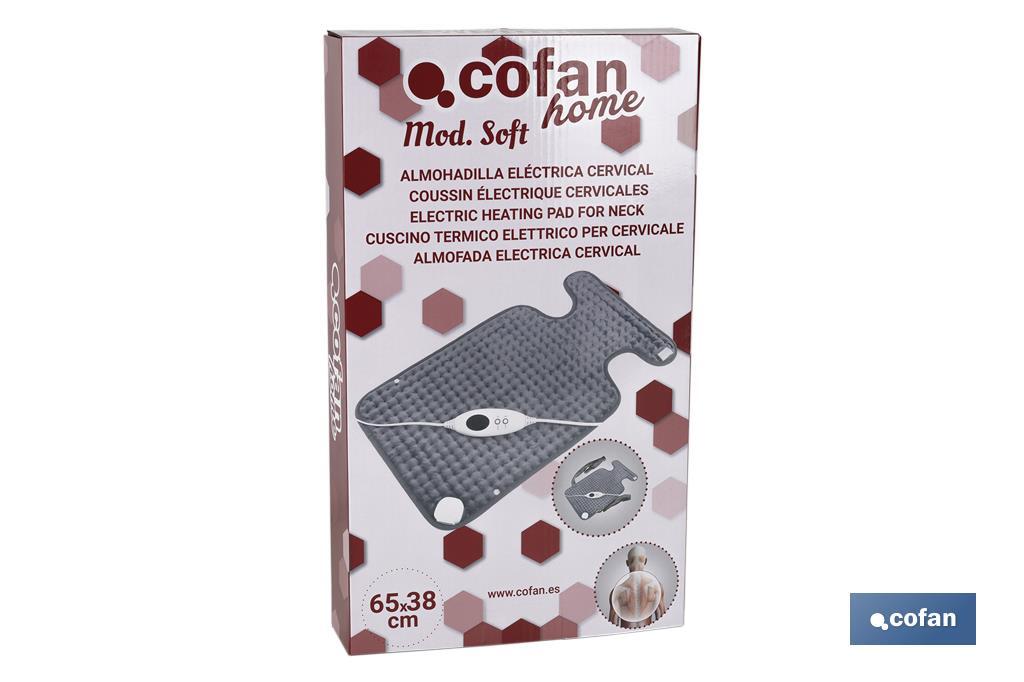 Grey electric heating pad | Size: 65 x 38cm | 6 heat settings - Cofan