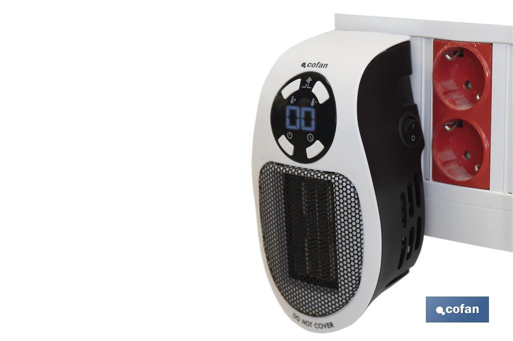 Ceramic plug heater | Remote control and thermostat included | Digital display | Energy-efficient wall plug heater - Cofan