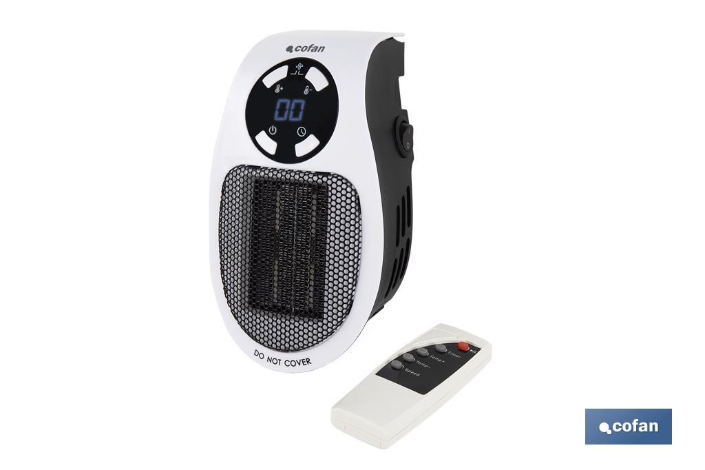 Calefactor cerámico de enchufe con mando a distancia, termostato y pantalla digital - Cofan