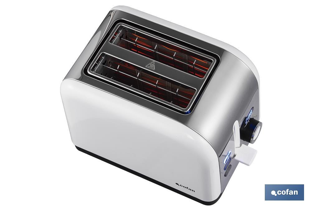 2-Slice Toaster | White and Stainless Steel | Digital Display Included - Cofan