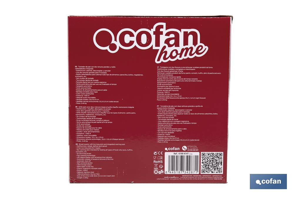 Tostador con dos ranuras Modelo Pasiego - Cofan