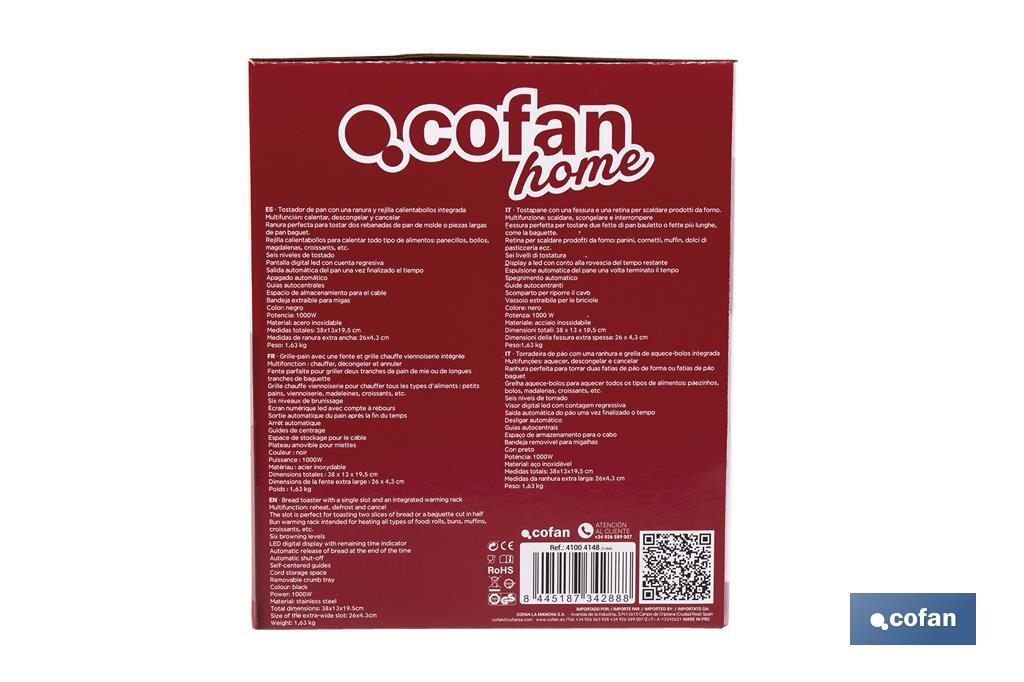 Tostador una ranura Modelo Centeno Negro Mate - Cofan