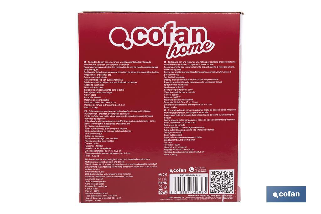 Tostador una ranura Modelo Centeno - Cofan