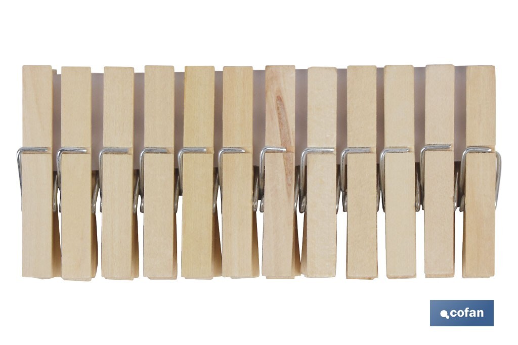Pinzas de Madera | Pack de 24 Unidades | Primera Calidad | Medida 7 cm de Longitud | Pinzas Multiusos - Cofan