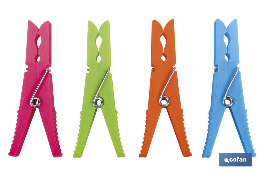 Pinzas de PVC | Pack de 12 Unidades | Primera Calidad | Medida 9 cm de Longitud | Pinzas Multiusos - Cofan