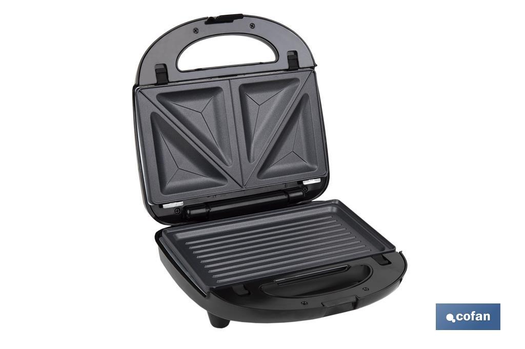 Multipurpose sandwich maker | Interchangeable plates for sandwiches, waffles and panini | Power: 750W  - Cofan