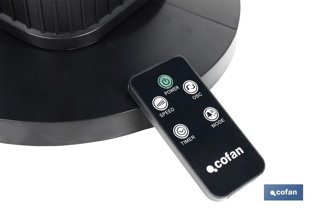 Quiet tower fan with remote control | Black | Includes a remote control and a timer (8 hours) - Cofan