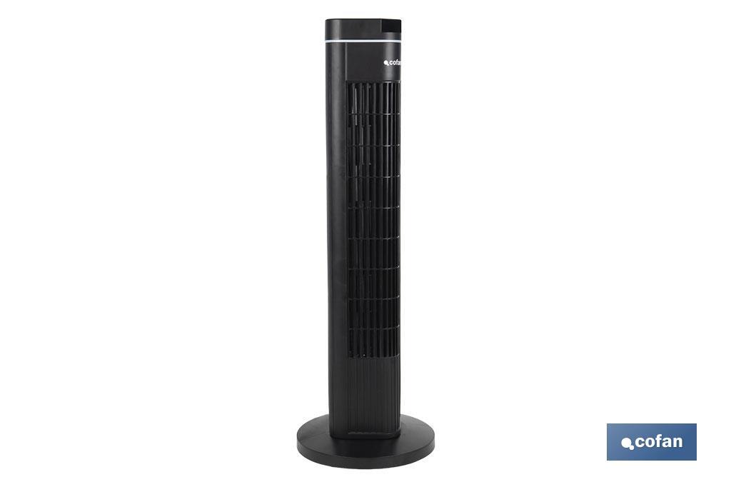 Ventilador silencioso de torre con control remoto | Color Negro | Incluye mando a distancia y temporizador (8 horas) - Cofan
