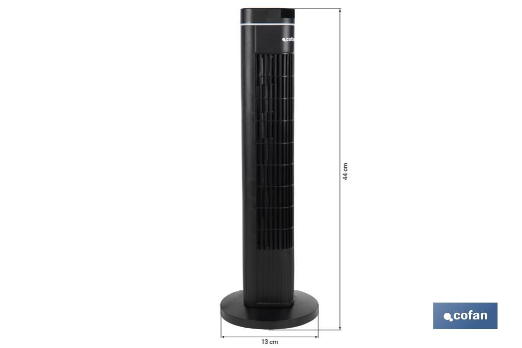 Quiet tower fan with remote control | Black | Includes a remote control and a timer (8 hours) - Cofan