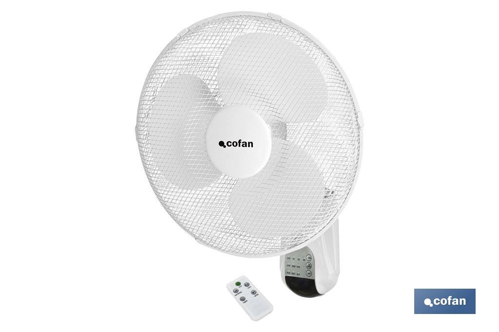 Ventilador de pared con temporizador y mando a distancia | Potencia de 50 W - Cofan