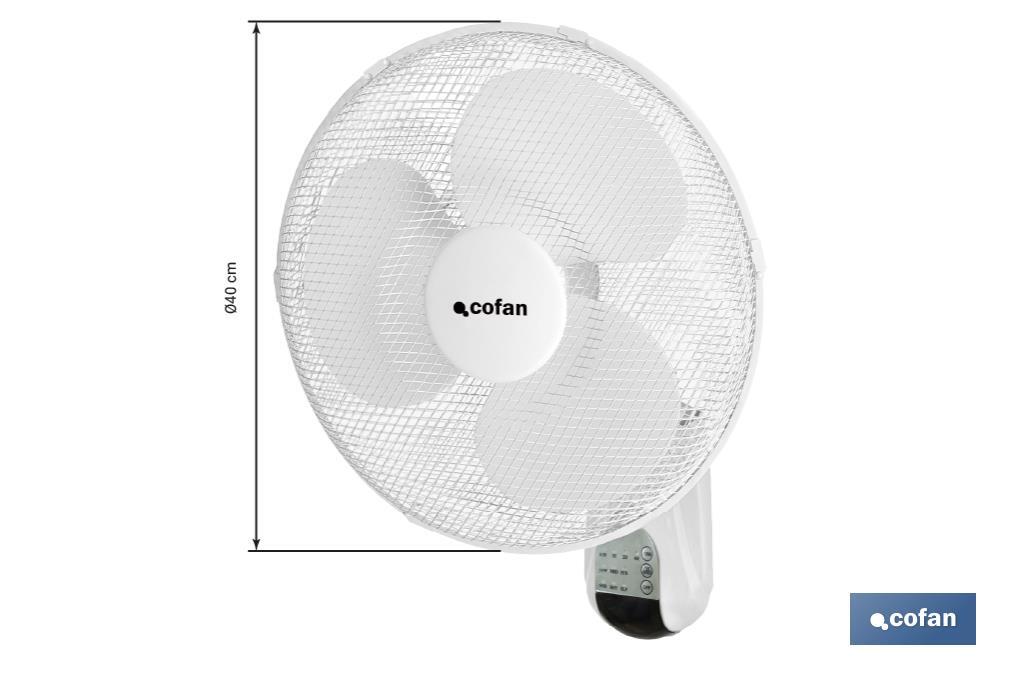 Ventilador de pared con temporizador y mando a distancia | Potencia de 50 W - Cofan