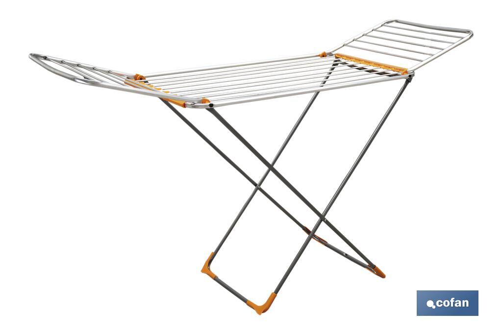 Winged Clothes Airer | With Folding Wings & Wheels | Aluminium & Polypropylene - Cofan