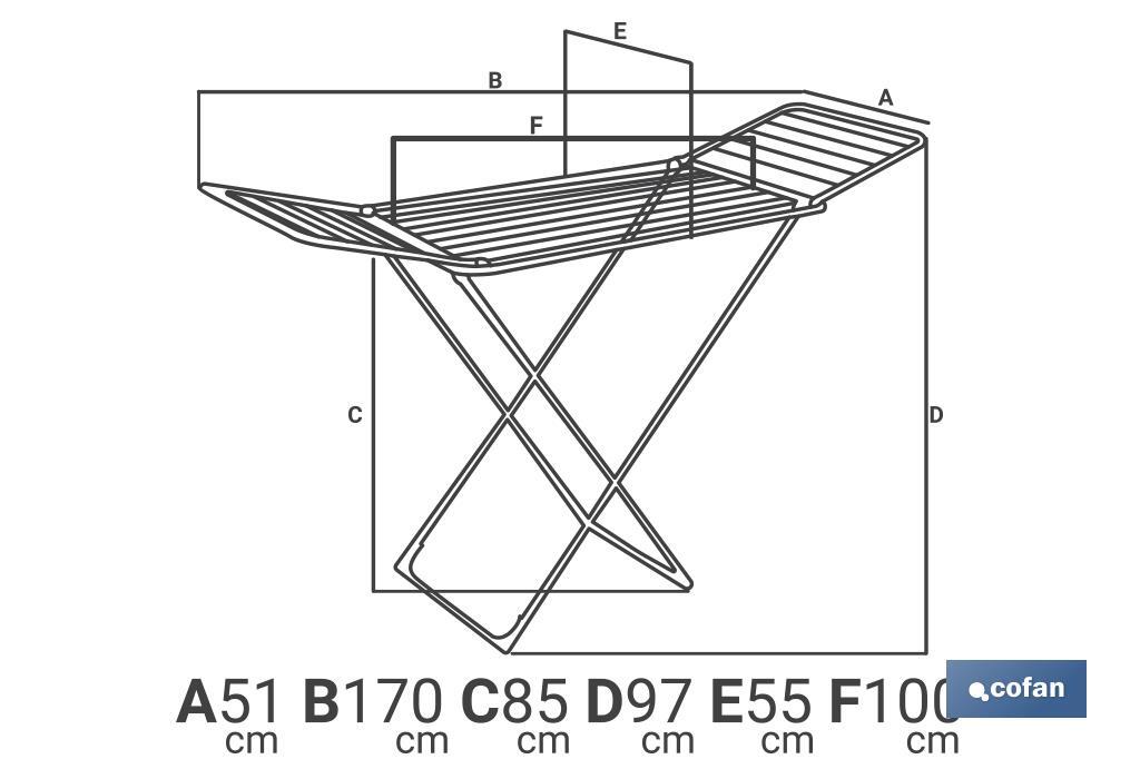 Tendedero de Suelo | Con Alas Plegables y Ruedas| Fabricado en Aluminio y Polipropileno - Cofan