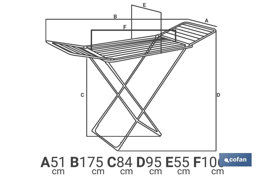 Winged Clothes Airer | With Folding Wings | Stainless Steel & Polypropylene - Cofan