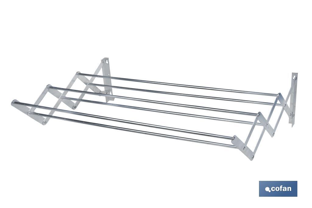 Extensible Wall-Mounted Drying Rack | Aluminium | Folding Drying Rack with 6 Drying Rods | Size: 80 x 45.5cm - Cofan