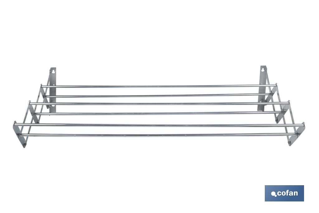 Tendedero Extensible para Pared | Fabricado en Aluminio | Plegable con 6 Barras de Secado | Medida: 80 x 45,5 cm - Cofan