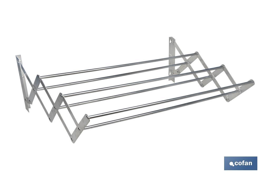 Extensible Wall-Mounted Drying Rack | Aluminium | Folding Drying Rack with 6 Drying Rods | Size: 80 x 45.5cm - Cofan